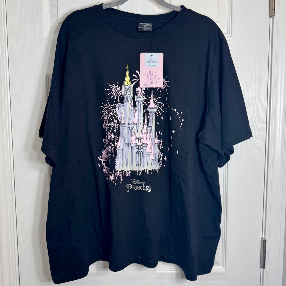 NWT. Primark Disney Princess t-shirt size 2X castle with fireworks.